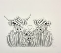 Our Little McMoo by Jennifer Hogwood - Original Drawing on Mounted Paper sized 17x12 inches. Available from Whitewall Galleries